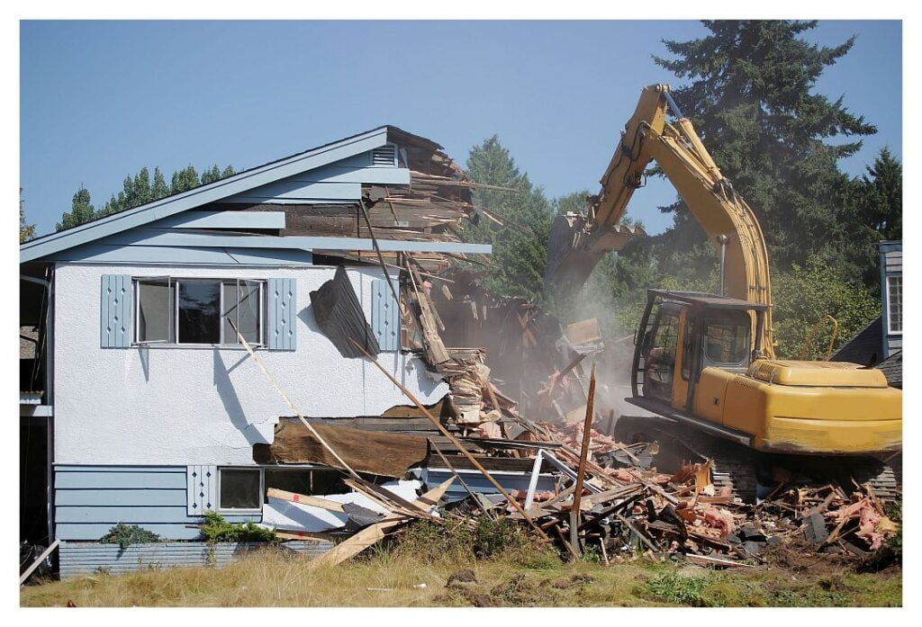 Mobile home being demolished