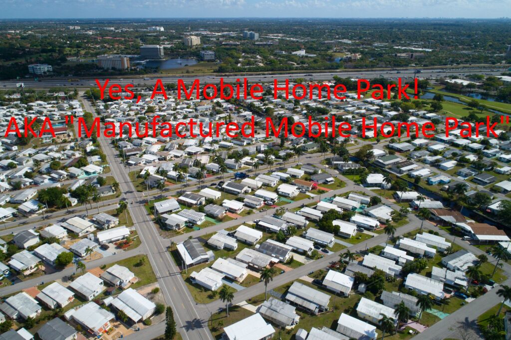 Aerial image of a trailer park
